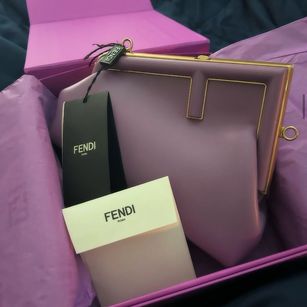SOLD NWT Fendi First Purple Leather Clutch